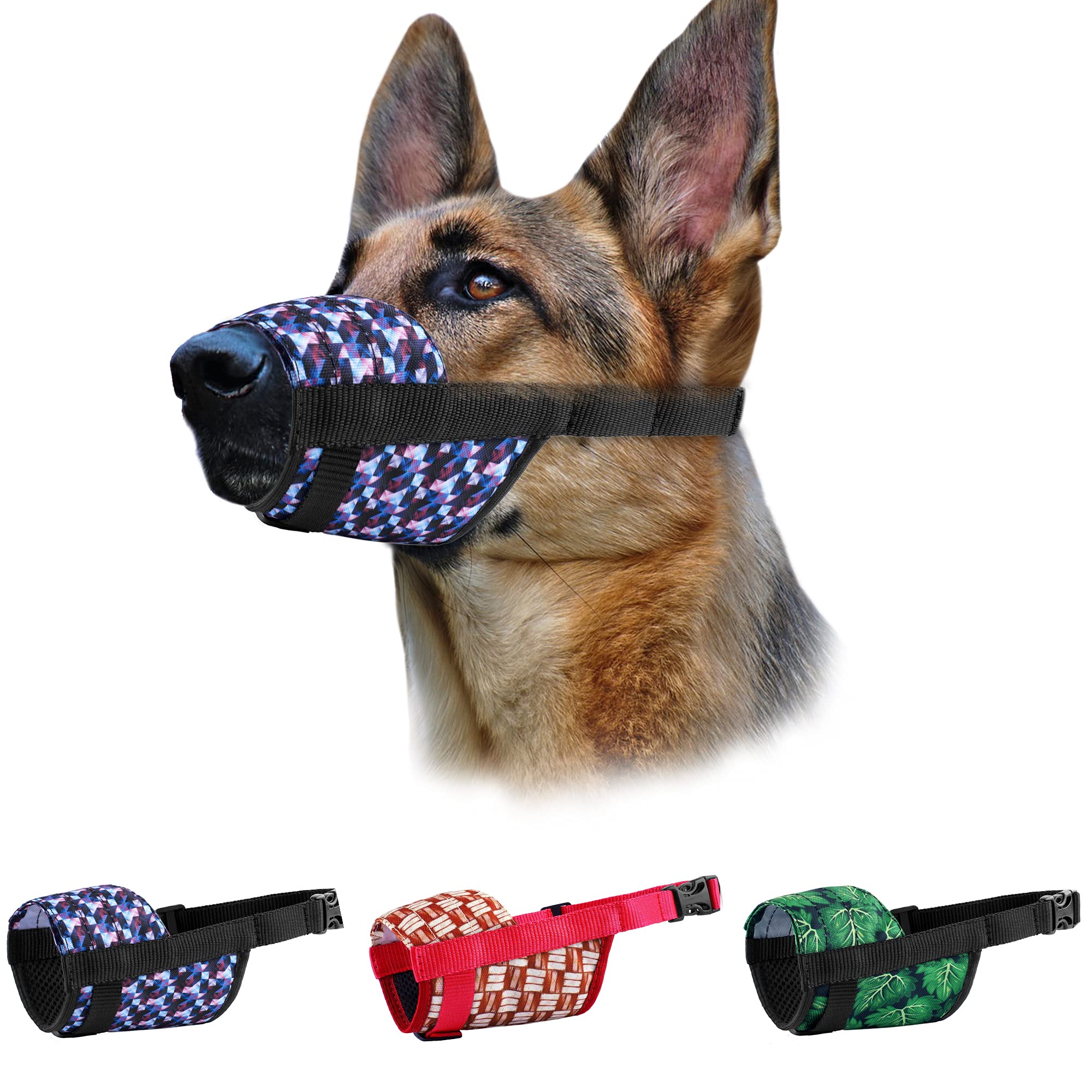 MUROM Dog Muzzle Adjustable Nylon Soft Print Mouth Cover Design Pattern Anti Biting Barking Pet Muzzles Small Medium Large (Gradient, M/L)