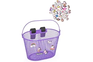 ANZOME Kids Bike Basket, Bicycle Basket for Boy and Girl, Waterproof Metal Wire Children's Bicycle Basket, Suitable for Most Children's Bicycles and Kids Tricycles