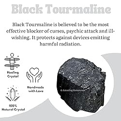 Black Tourmaline Crystals Rough Stone in
