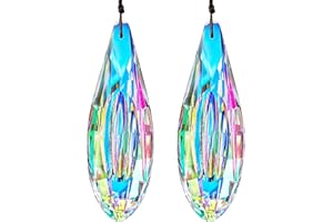 HDCRYSTALGIFTS 2pcs 120mm/5 Large Crystal Sun Catcher Prisms Hanging for Window,AB Crystals for Suncatchers,Rainbow Maker Rectangle Crystal Stick Prisms for Balcony,Kitchen,Garden Decoration