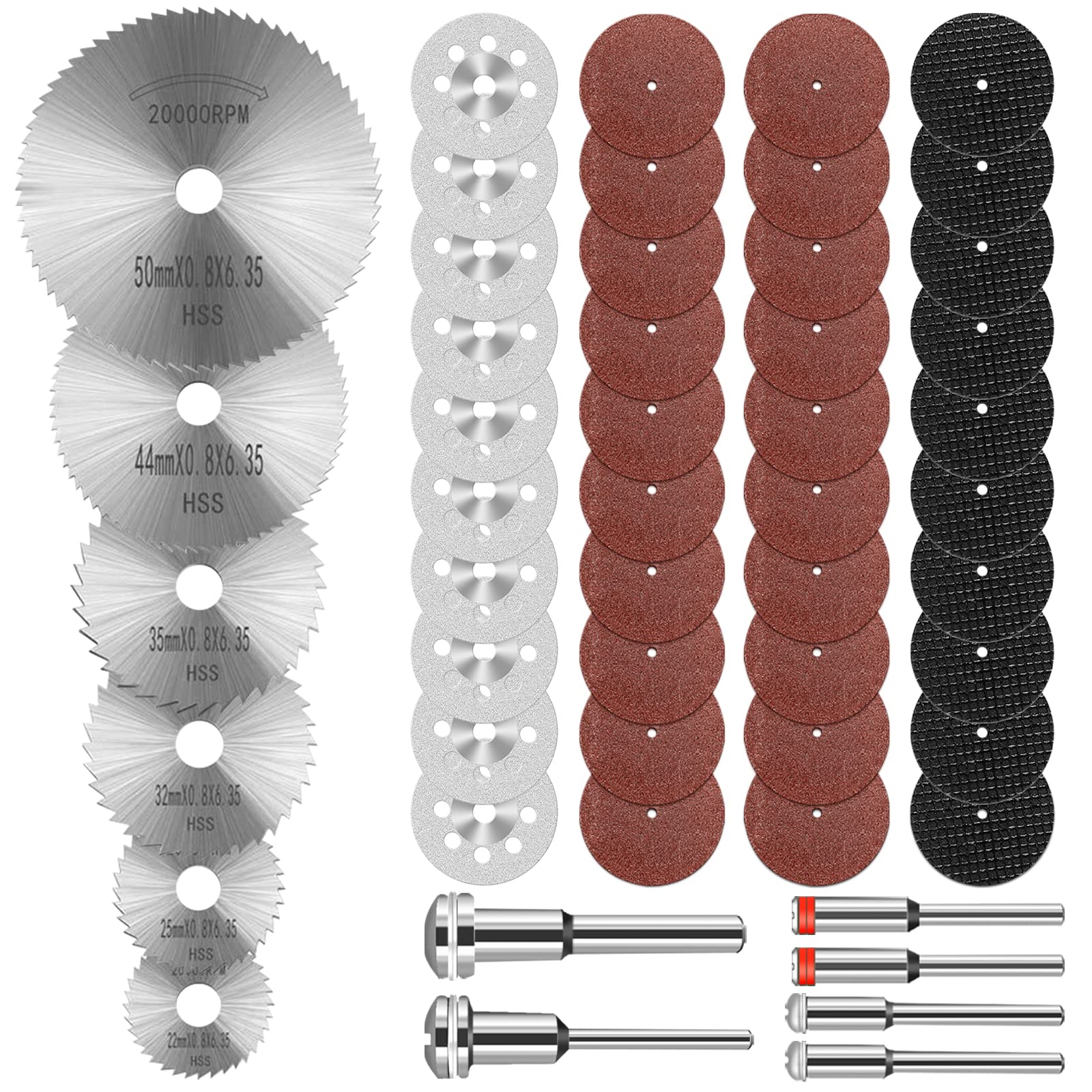shengbenhao Cutting Wheels for Dremel, Cutting Disc Set for Rotary Tool Accessories High Speed Steel Saw Blades, Diamond Resin Cutting Wheels with 1/8" Shank for DIY Wood Metal Plastic Stone Glass DIY