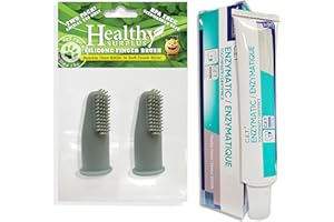 Healthy Surplus Silicone Finger Brush Twin Pack | 1 Virbac CET Enzymatic Poultry Toothpaste 2.5 oz/70 g | Fresh Breath, Plaque & Tartar Control | Dog Tooth Brushing Kit Oral Care for Pets