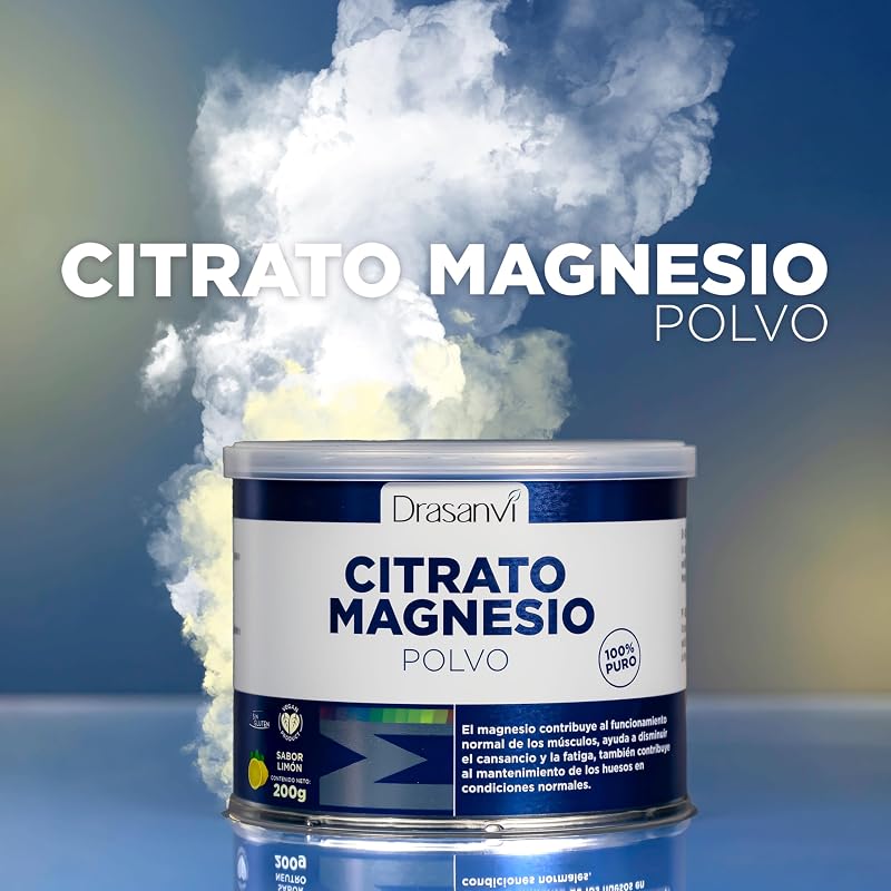 CITRATO DE MAGNESIO EN POLVO | Para el cansancio y la fatiga | Citrato de magnesio en polvo| Articulaciones fuertes | Sabor Limón| 200 Gr = 125 días | Magnesium Citrate