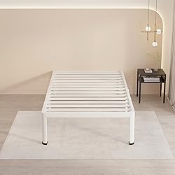 MAF 14 Inch Twin Metal Platform Bed Frame White