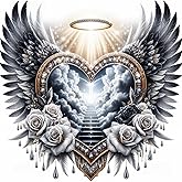 KTHOFCY 5D DIY Diamond Painting Kits for Adults, Heart Wing Angel Full Drill Embroidery Cross Stitch Crystal Rhinestone Paintings Pictures Arts Wall Decor Painting Dots Kits 13.8X13.8 in