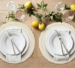 SHACOS 15 inch Round Braided Placemats Set of 12