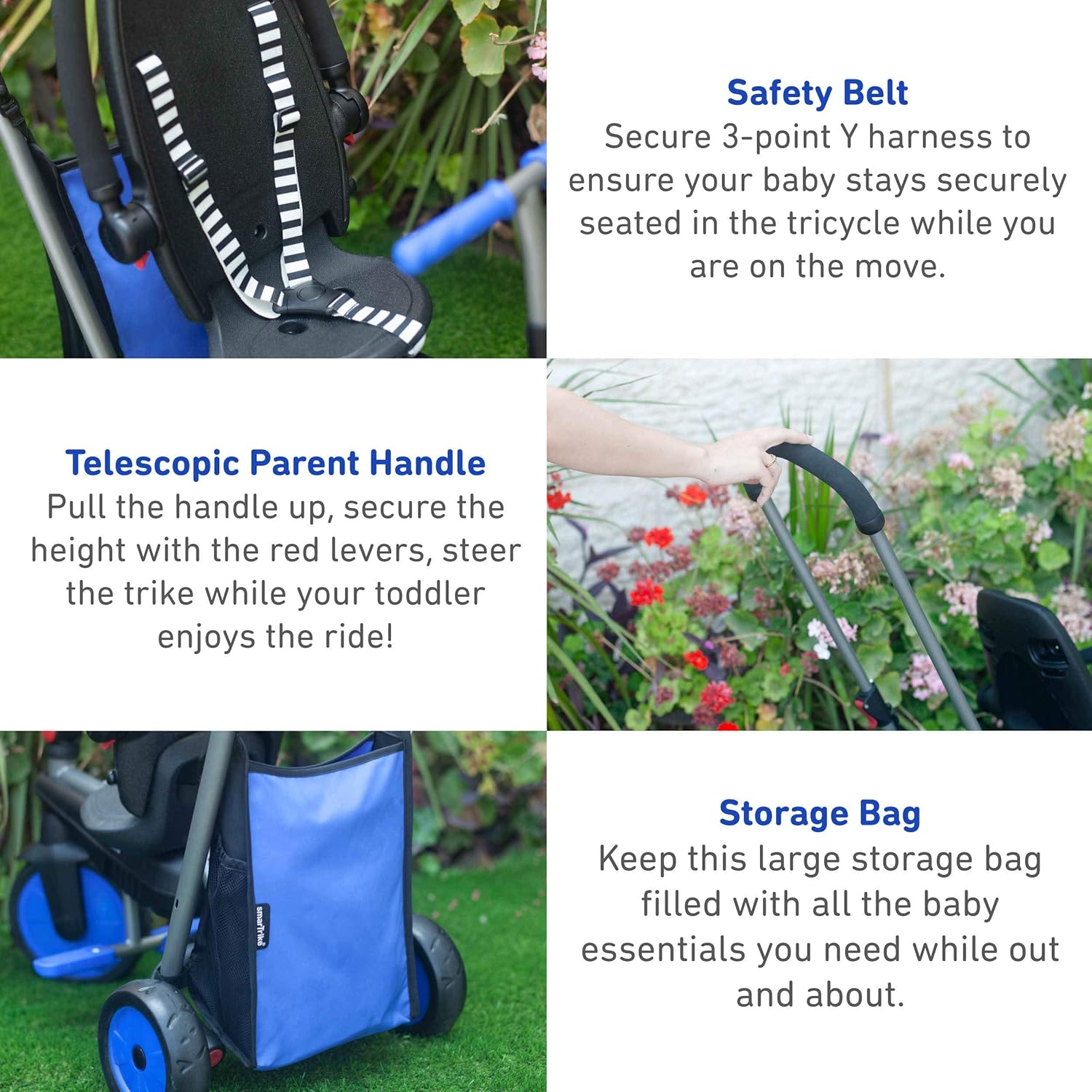 Amazon.com: smarTrike smarTfold 300-5-en-1 - Triciclo de bebé plegable para bebé (triciclo), color azul: Sports \u0026 Outdoors