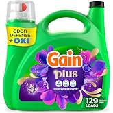 Gain Plus Liquid Laundry Detergent, Cleaner, Fresher, Now with Oxi, Moonlight Breeze Scent, 170 fl oz, 129 Loads