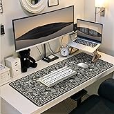 iCasso Black Desk Mat,Big Mouse Pad with Stitched Edges,Gaming Computer Pad for Desktop,Anti-Slip Keyboard Mat for Women Girl,Large Desk Cover Mat for Office Home School