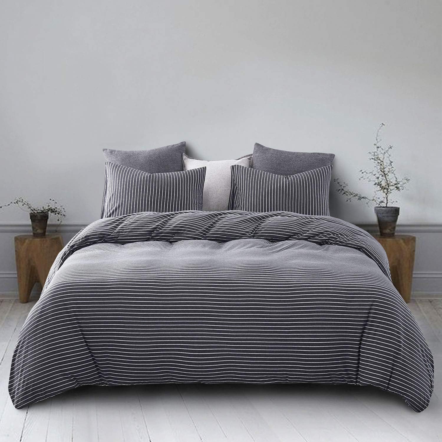 Amazon Com Wake In Cloud Jersey Cotton Duvet Cover Set White