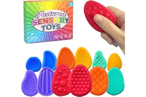 TENDRY Sensory Stone Fidget Toys for Kids - 12PCS Textured Anxiety Relief Toys for Autism & ADHD, Tactile Calming Classroom Prizes, Office Coworker Gifts for Children (Set of 12)