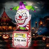 zukakii 4FT Halloween Inflatables Clown Box with Bright LED Lights, Vivid Design Creepy Halloween Decorations Outdoor Spooky Blow Ups Yard Decoration blowups for Indoor Holiday Party Lawn