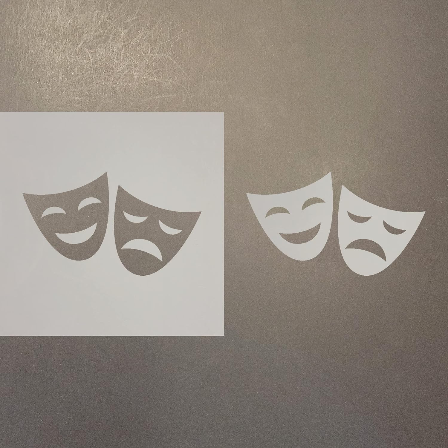 Mixed Media - Drama Mask Reusable Mylar Stencil - Art Craft Supplies 4 Inch