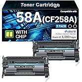 CF258A 58A Toner- 58X CF258X Replacement for HP 58A Toner Cartridge Black | 58A Compatible with HP M406dn M428fdw M428fdn M428dw M404 M428 M404n M404dn M404dw Printer (High Yield, 2 Pack with Chip)