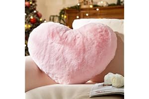 YRXRUS Heart Pillows, Love Heart Shaped Pillow, Small Cute Pink Heart Pillows for Gifts, Faux Rabbit Throw Pillows for Her, Kids, Girls Home Decoration, 10X11 Inch