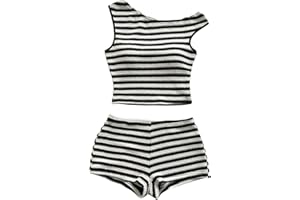 SOLY HUX Women's 2 Piece Striped Off The Shoulder Crop Tops and Mini Shorts Set Summer Y2K Going Out Outfits