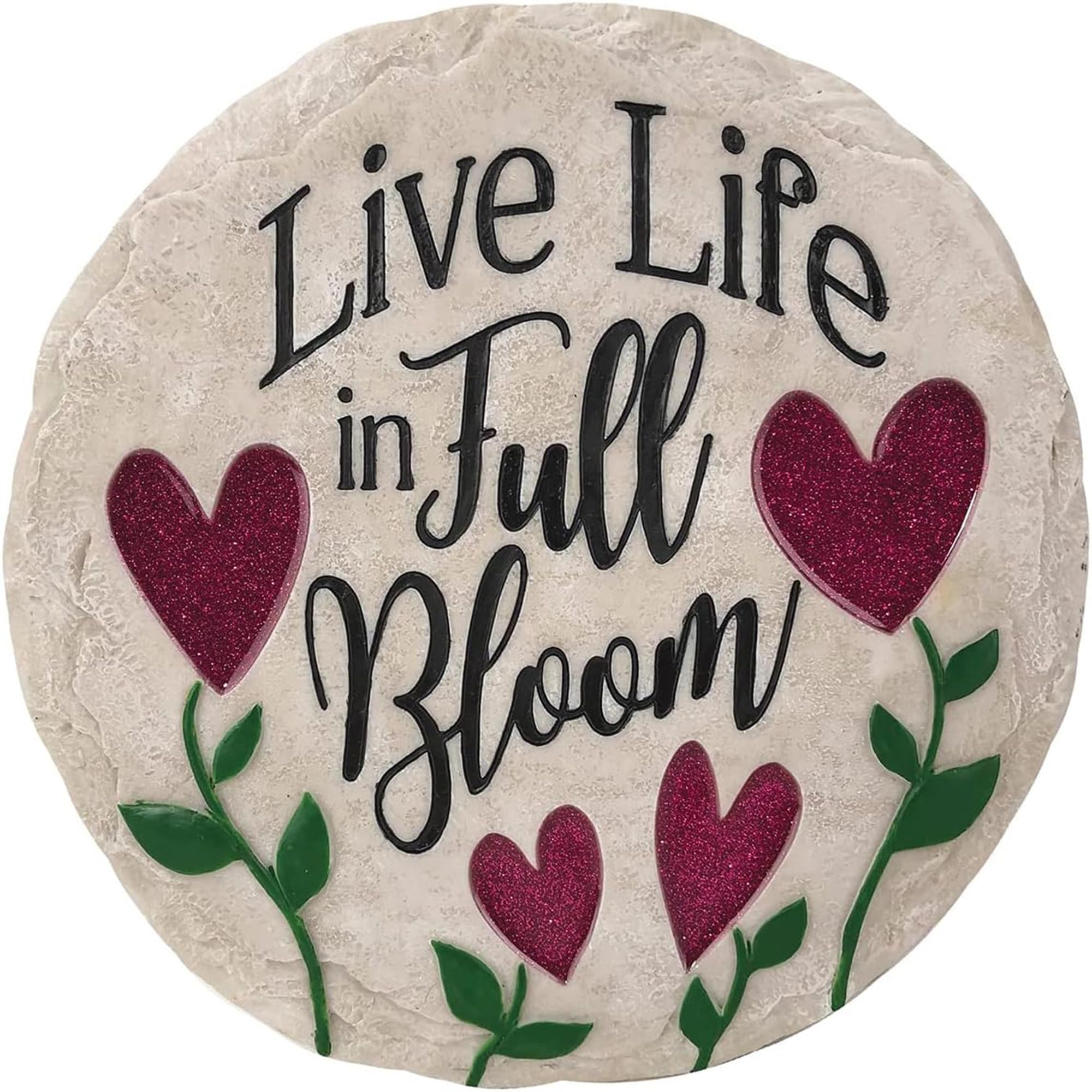 Spoontiques - Garden Décor - Life in Full Bloom Stepping Stone - Decorative Stone for Garden