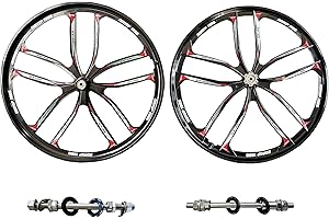 26 inch 10 Spokes Mag Wheel Set Rims Front & Rear 100x135mm for 7/8/9 Speed Freewheel, 26" Magnesium Bike Wheels Rim (Black) 