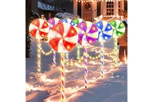 FLASHMEN 8PK 28inch 230LED 8 Modes Christmas Lollipop Pathway Light Outdoor Christmas Decorations Flickering Outdoor Pathway Light 24ft (Colorful)