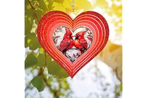 64DECALS 64memory Heart Cardinal Wind Spinner, Heart Cardinal Wind Spinner Hanging for Yard and Garden, Unique Gift Wind Spinner, 3D Hanging Wind Spinner Outdoor, Cute Heart Cardinal Wind Spinner