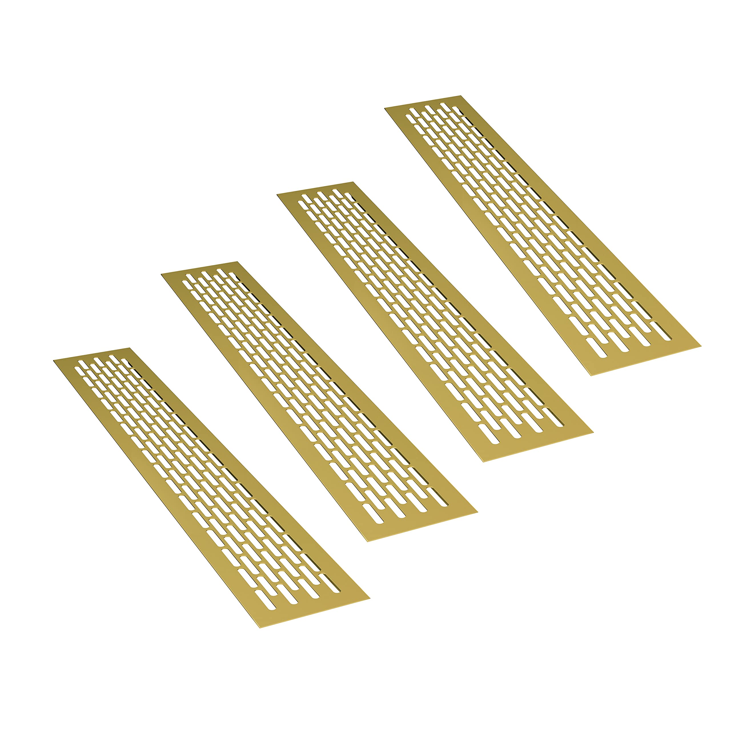 sossai® Aluminium Ventilation Grille - Alucratis (4 Piece) | Rectangular - Dimensions: 48 x 8 cm | Colour: Gold | Powder-Coated