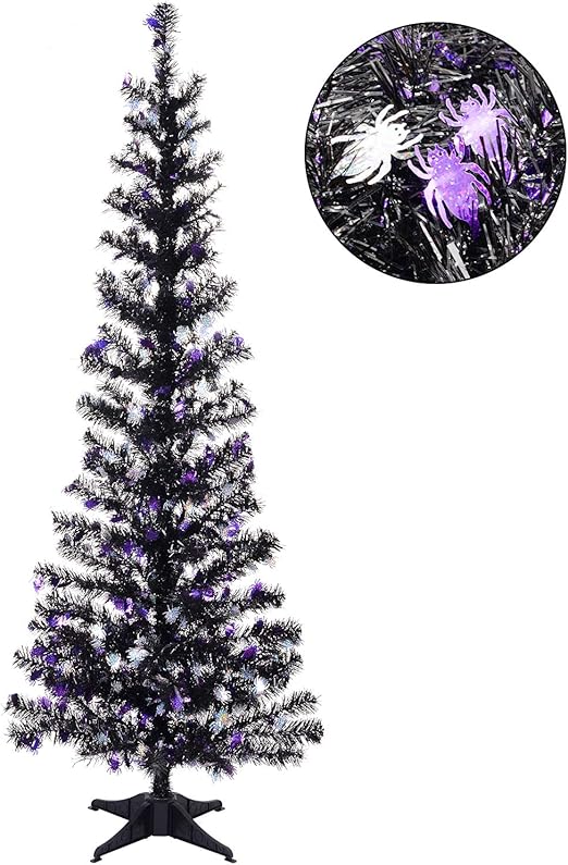 Black Tinsel Trees Collapsible 5ft Artificial Halloween Christmas