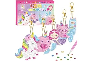 BANBBUR Arts and Crafts for Kids Ages 8-12,5PCS Double Sided Diamond Art Keychains,5D Gem Art for Kids Ages 4-8 Girls Birthday Gifts, BAKY5