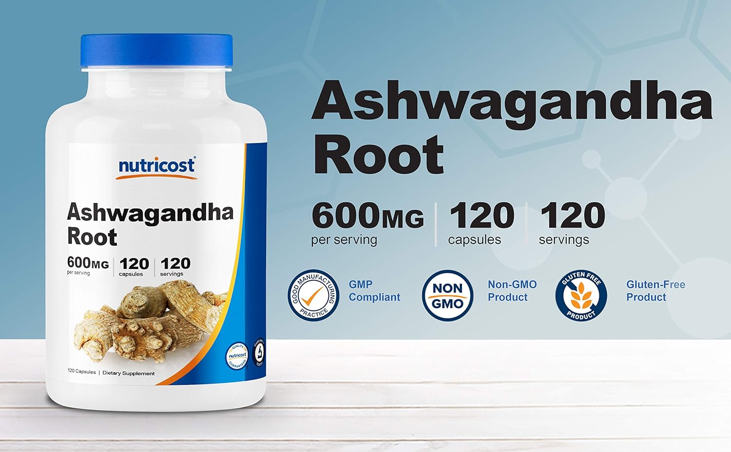 Nutricost Ashwagandha Herbal Supplement 600mg, 120 Capsules - High Quality Ashwagandha Root: Health & Personal Care