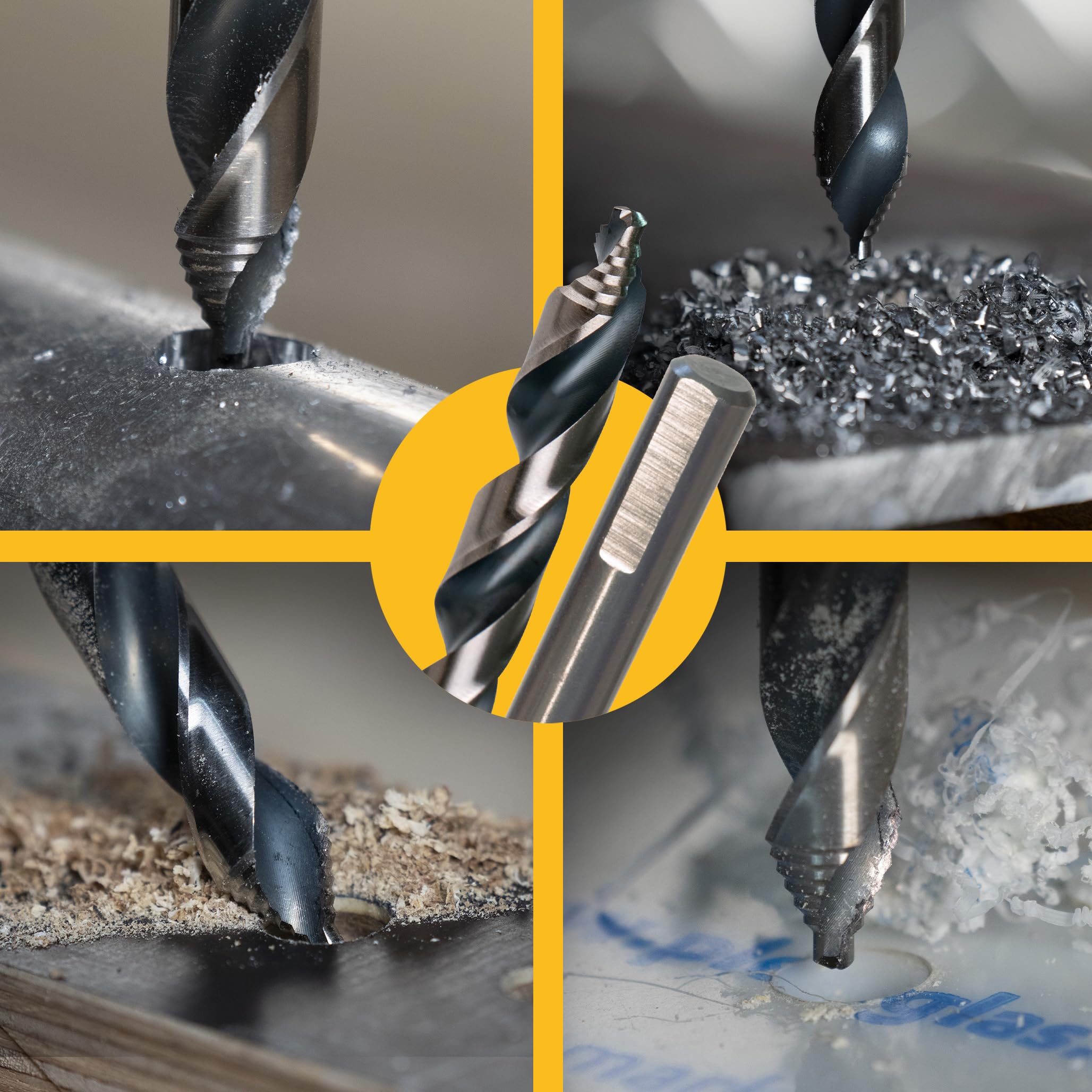 Spiralbohrer Step Force 5tlg. SET Ø4-10 mm - HSS-G DIN 338 für Stahl, Baustahl, Alu, Buntmetalle AMBOSS WERKZEUGE® Bohrer Bleche, Profile - Sechskant f. Bohrmaschine, Akkubohrer, Standbohrmaschine 6