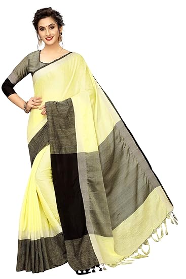 Womens Linen Saree With Blouse Piece (LinenMishvaVariation)