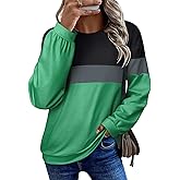 Dresswel Women's Oversized Crew Neck Tie Dye Sweatshirts with No Hood Plus Size Casual Color Block Long Sleeve Pullover Tops