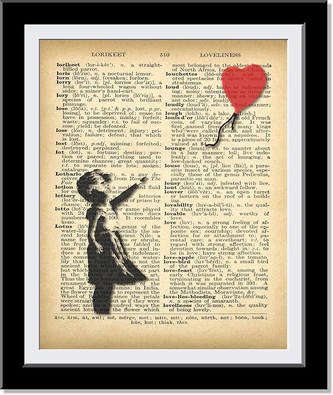 Banksy Wall Art - Girl with Heart balloon fly away - Dictionary Vintage Background Prints Wall Art Pictures Paintings 8x10 UnFramed…