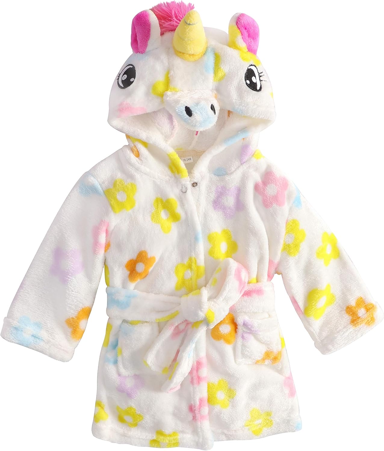 Soft Plush Animal Unicorn Hooded Robe for Baby Girls: Clothing