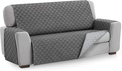 Textilhome Funda Cubre Sofá 3 Plazas MALU, Protector para Mascotas Gris