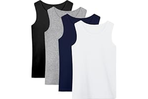 Poroka 4 Pack Toddler Tank Top Boys Cotton Tank Undershirt Kids Sleeveless Undershirts Soft Round Neck Tank Tops