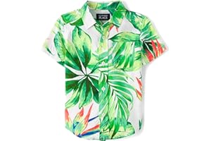 The Children's Place Boys and Toddler Poplin Short Sleeve Button Down Shirt