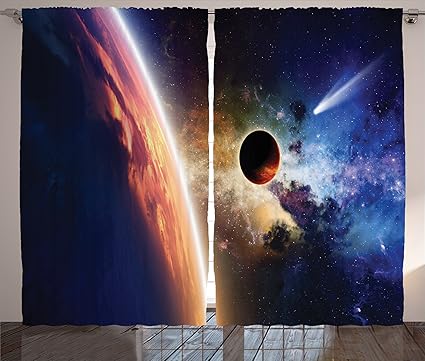 Amazon Com Ambesonne Outer Space Decor Curtains Comet