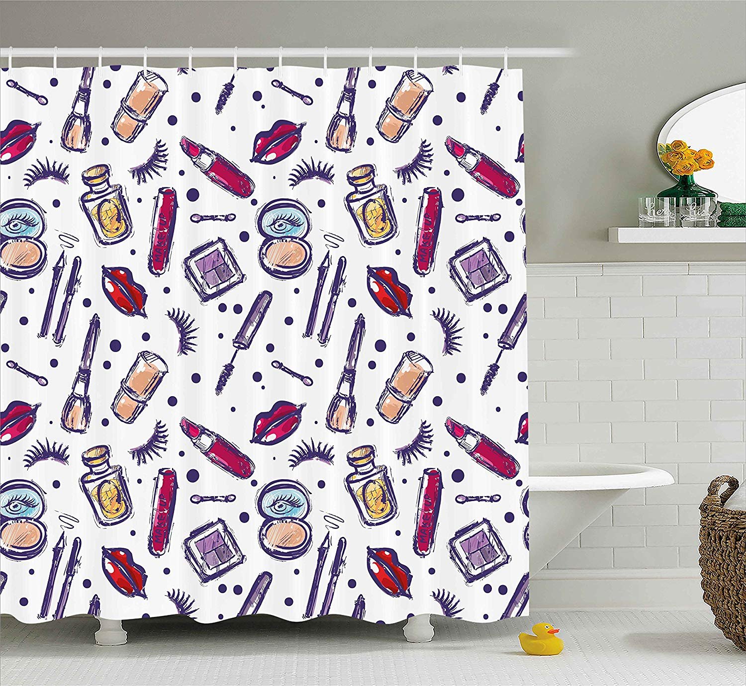 Buzrl Paisley Shower Curtain Red And Pale Pink Ethnic Style Rose