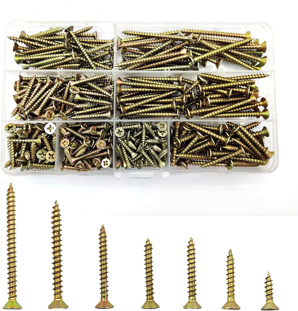 ZHENGYYUU 335 Pcs Wood Screw Assortment Kit M3.5/M4 Self Tapping Zinc Plated