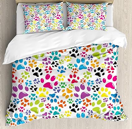 Amazon Com Dog Comforter Set Colorful Little Paws Cute Steps