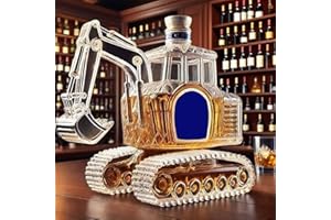 300ML Whiskey Decanter Bottle, Art Statue, 3D Excavator-Shaped Whiskey Wine Bottle, Novelty Hand Carved Empty Wine Carafe Liq