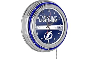 Trademark Global NHL Chrome Double Rung Neon Clock - Tampa Bay Lightning