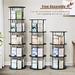 ALLSTAND Rotating Bookshelf, 3 Tier Round Revolving