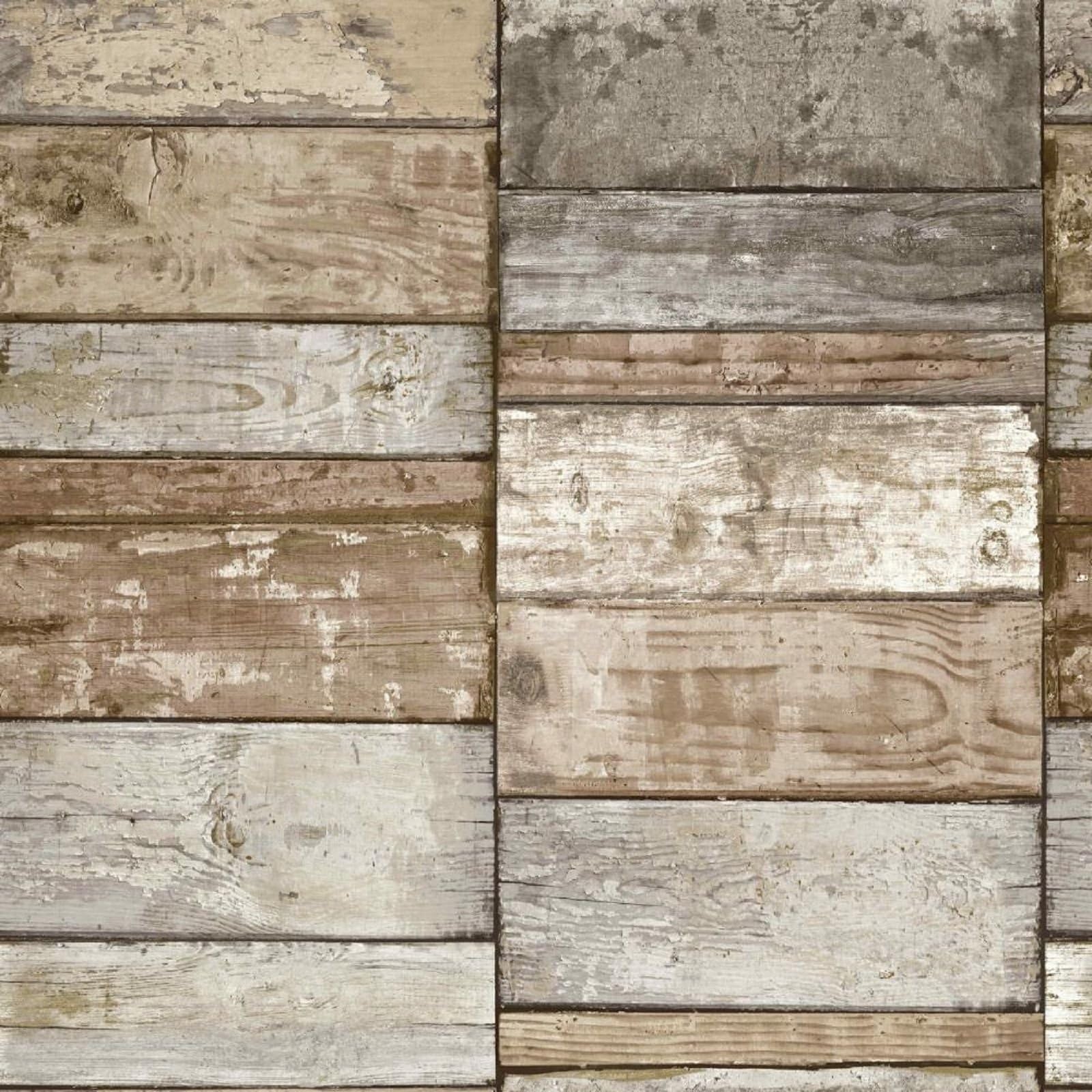 Wood Effect Wallpaper Wood Block Wooden Faux Grain Realistic Rust
