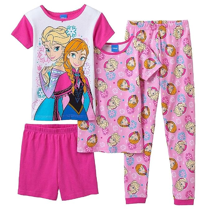 Disney Frozen Anna & Elsa 4 Piece Cotton Pajama Set for