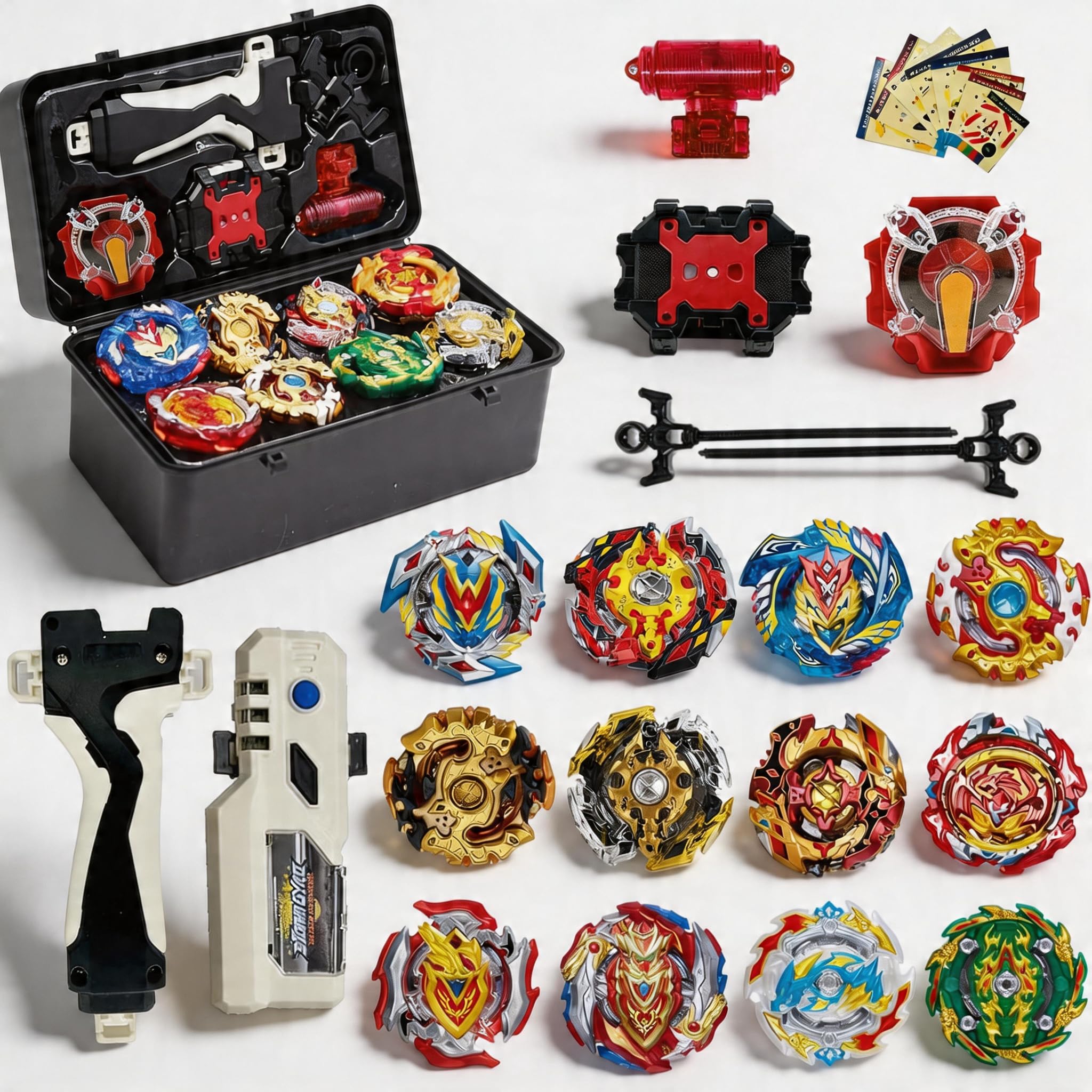 Gytobytle 12in1 Bey Spinning Tops with Box Metal Fusion Blade Battling Battle Gyros Set, with Sound and Light Handle and Spark Launcher