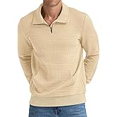 NITAGUT Mens Quarter Zip Sweatshirt Long Sleeve Waffle Pullover Sweatshirt with Pocket
