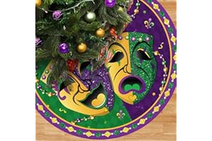 Blosssound Mardi Gras Tree Skirt 36 Inch Carnival Tree Mat Masquerade Party Decor Carpet Mardi Gras Theme Decoration for Home Office Masquerade Holiday Party Decoration