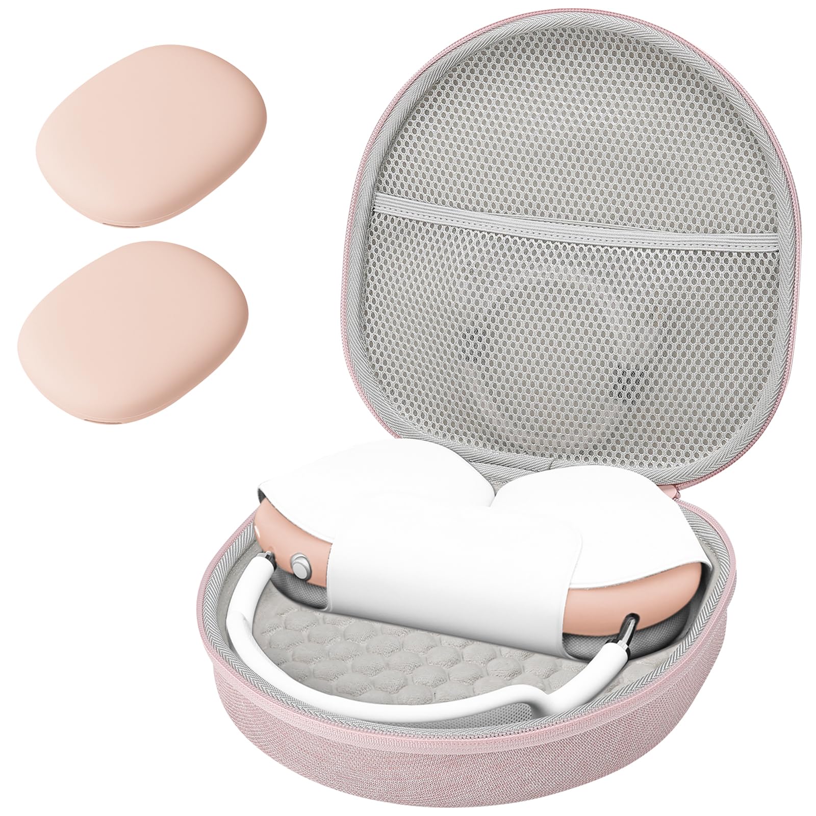 ProCase Hard Case for Apple AirPods Max & AirPods Max 2, Travel Protective Carrying Case with Silicone Ear Cushion Covers, Shockproof EVA Shell with Soft Lining & Accessory Pocket - Pink