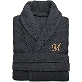 KHALPERA Opulence Custom Monogram Embroidery Bathrobe for Men Women, Personalized 100% Turkish Cotton Soft Absorbent Bathrobe